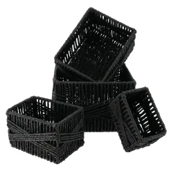 Lot de 4 paniers de rangement (21 x H14 cm) Paper Noir
