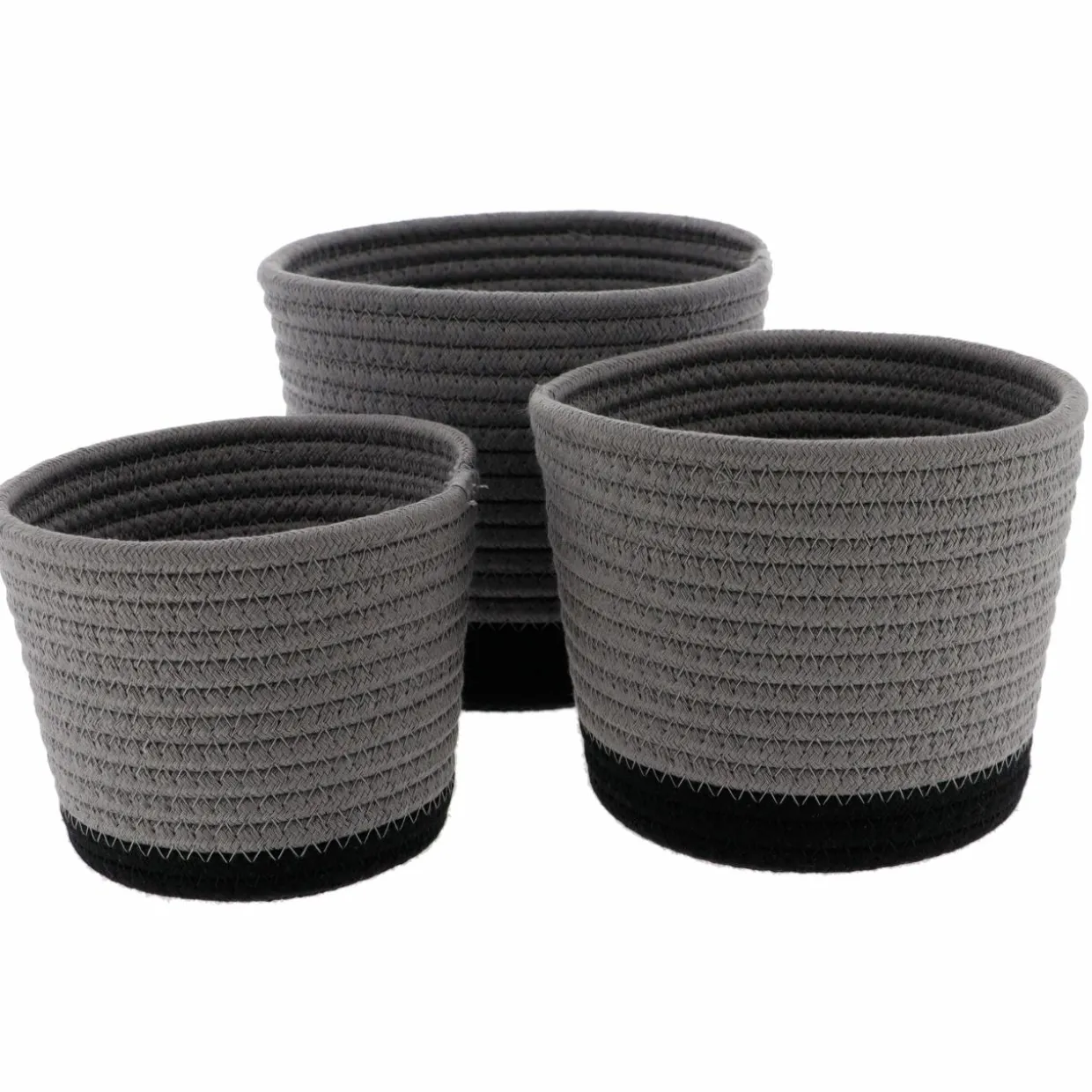 Lot de 3 paniers (H16 cm) Black Line Gris/Noir