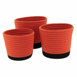 Lot de 3 paniers (H16 cm) Black Line Terre de sienne/Noir