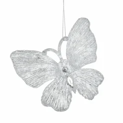 Lot de 2 papillons (H10,5 cm) Souy pailletés Argent