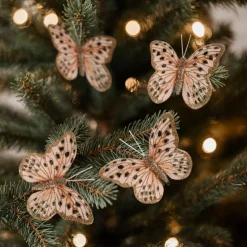 Lot de 4 Papillons sur pince (H6 cm) Papillon des neiges Rose poudré