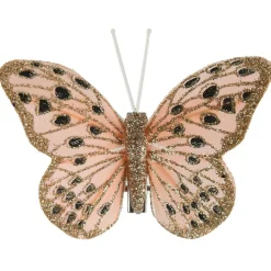 Lot de 4 Papillons sur pince (H6 cm) Papillon des neiges Rose poudré