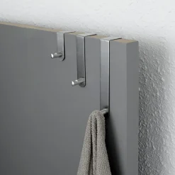 Lot de 3 patères de porte acier inoxydable (H7-13-19 cm) Chrome