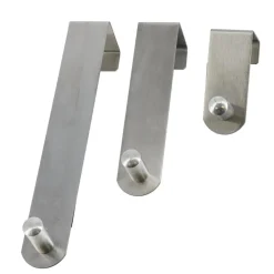 Lot de 3 patères de porte acier inoxydable (H7-13-19 cm) Chrome