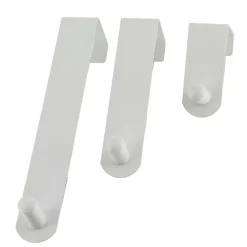 Lot de 3 patères de porte acier inoxydable (H7-13-19 cm) Blanc