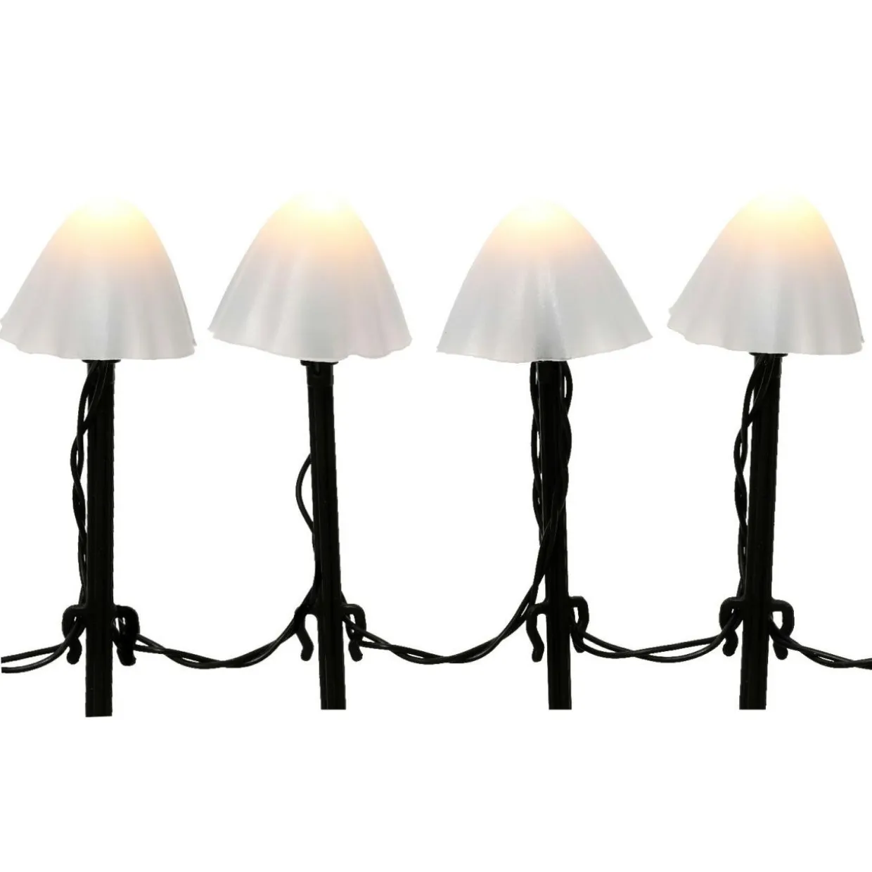 Lot de 4 pics lumineux à piles 20 LED Champignons (H20 cm) Blanc chaud