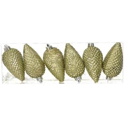 Lot de 6 pommes de pin à suspendre (H8 cm) Alpine Thé vert