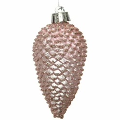 Lot de 6 pommes de pin à suspendre (H8 cm) Alpine Rose poudré