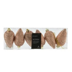 Lot de 6 pommes de pin à suspendre (H8 cm) Alpine Pêche