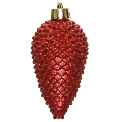 Lot de 6 pommes de pin à suspendre (H8 cm) Alpine Rouge