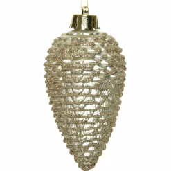 Lot de 6 pommes de pin à suspendre (H8 cm) Alpine Perle