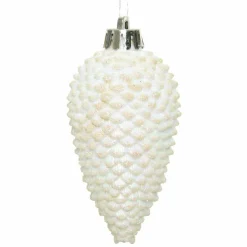Lot de 6 pommes de pin à suspendre (H8 cm) Alpine Blanc irisé