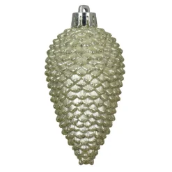 Lot de 6 pommes de pin à suspendre (H8 cm) Alpine Menthe blanche