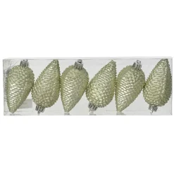 Lot de 6 pommes de pin à suspendre (H8 cm) Alpine Menthe blanche