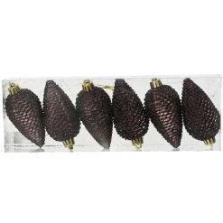 Lot de 6 pommes de pin à suspendre (H8 cm) Alpine Noir truffé