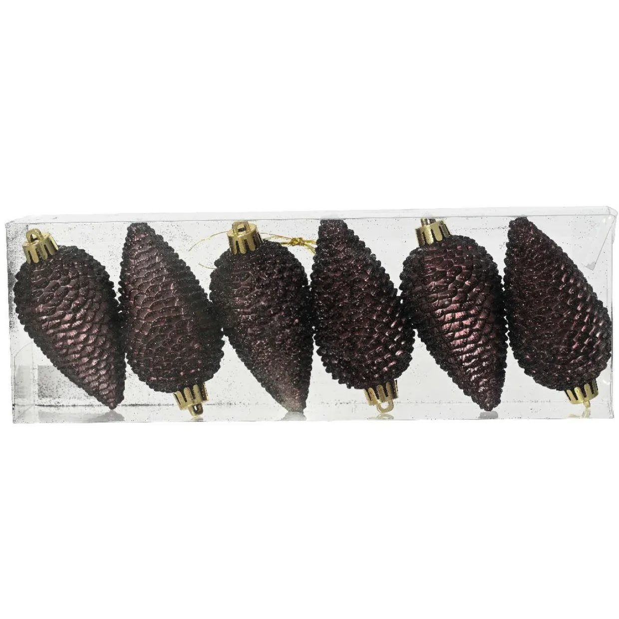 Lot de 6 pommes de pin à suspendre (H8 cm) Alpine Noir truffé