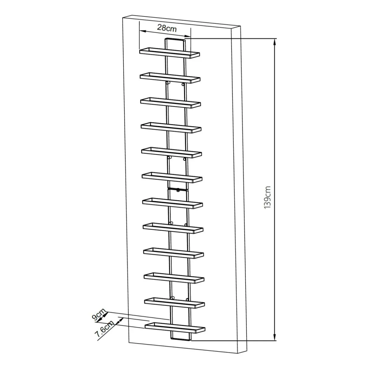 Lot de 2 porte-bouteilles muraux métal 12 emplacements (H139 cm) Léo Noir