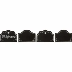 Lot de 4 porte-nom ou menu ardoise Noir
