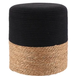 Lot de 2 poufs en bois et coton (H36 cm) Ibiza Noir
