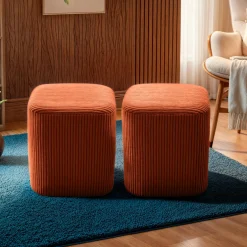 Lot de 2 poufs en velours (H38 cm) Shan Terracotta