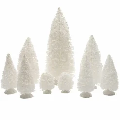 Lot de 9 sapins Blanc pour aménager un village