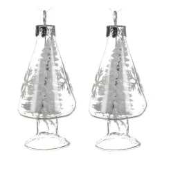 Lot de 2 sapins de Noël à suspendre (H8 cm) Genève Transparent