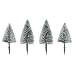 Lot de 4 sapins sur pince (H16-H13 cm) Forêt enchantée Vert enneigé