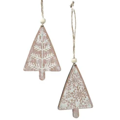 Lot de 2 sapins à suspendre (H11 cm) Moïna Rose