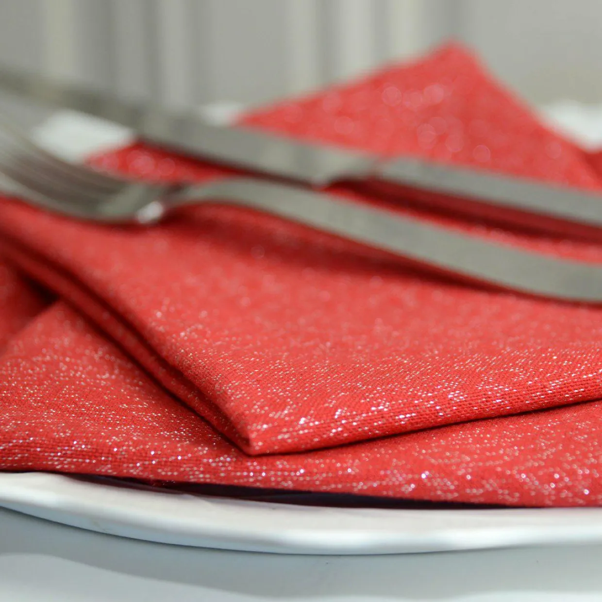Lot de 3 serviettes coton (40 x 40 cm) Etincelle Rouges