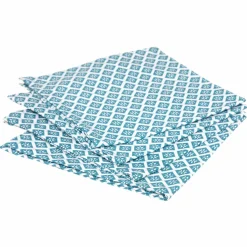 Lot de 4 serviettes coton (40 x 40 cm) Tika Bleu canard