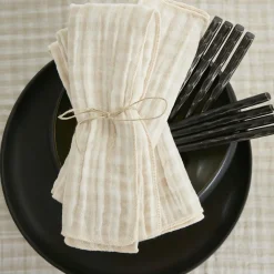 Lot de 3 serviettes gaze de coton (40 x 40 cm) Gaïa vichy Beige