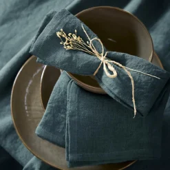 Lot de 3 serviettes lin lavé (40 x 40 cm) Louise Gris ardoise