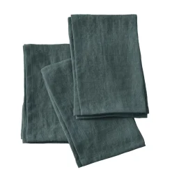 Lot de 3 serviettes lin lavé (40 x 40 cm) Louise Gris ardoise