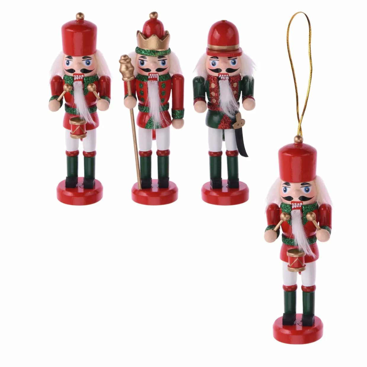 Lot de 3 soldats Casse-noisette à suspendre (H12 cm) Hector Rouge