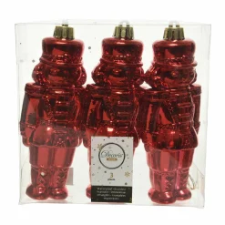 Lot de 3 soldats Casse-noisette à suspendre (H14 cm) Gédéon Rouge