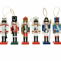 Lot de 6 soldats Casse-noisette à suspendre (H12 cm) Multicolore