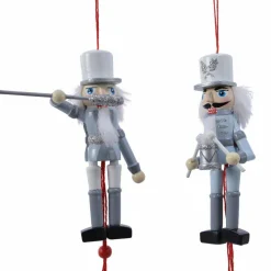 Lot de 2 soldats Casse-noisette à suspendre (H12 cm) Tambour Bleu clair