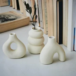 Lot de 3 soliflores céramique (H9 cm) Iora Blanc