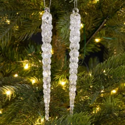 Lot de 2 stalactites à suspendre (H14 cm) Glace Transparent argenté