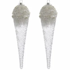 Lot de 2 stalactites à suspendre (H24 cm) Cornet de glace Transparent