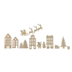Lot de 13 stickers de Noël pour fenêtre en bois Réveillon de Noël