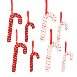 Lot de 10 sucres d'orge (H21 cm) Sucreries festives Rouge et Blanc