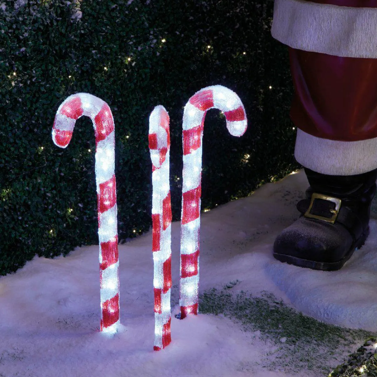 Lot de 3 sucres d'orge lumineux 90 LED (H60 cm) Blanc froid