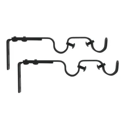 Lot de 2 supports tringles doubles extensibles (L165 - L190 / D20 mm) Jim gouttière Noir mat