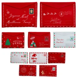 Lot de 10 suspensions de Noël en feutrine assorties Enveloppes Rouge et blanc