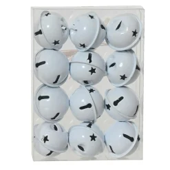 Lot de 12 suspensions de Noël en métal (D3 cm) Clochettes d'hiver Blanc