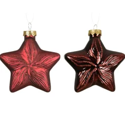 Lot de 2 suspensions de Noël en verre (H10 cm) Étoiles Céleste Bordeaux