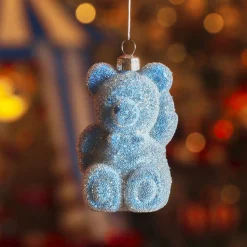 Lot de 2 suspensions de Noël (H9 cm) Ourson en sucre Bleu