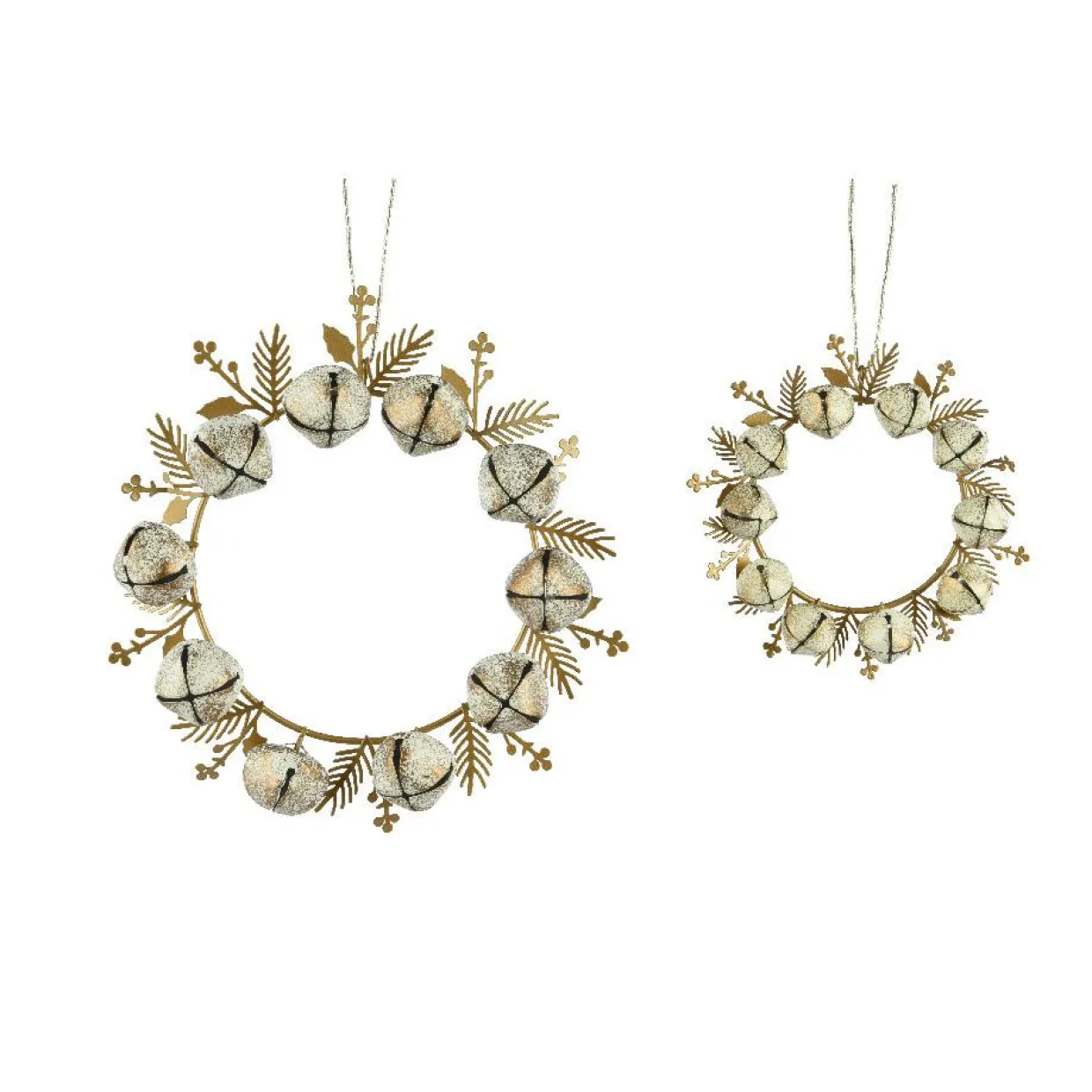 Lot de 2 suspensions en métal (D19 cm) Couronne de clochettes Perle
