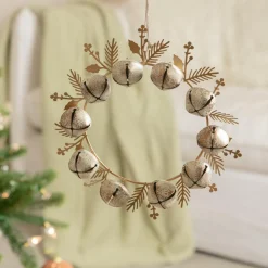 Lot de 2 suspensions en métal (D19 cm) Couronne de clochettes Perle